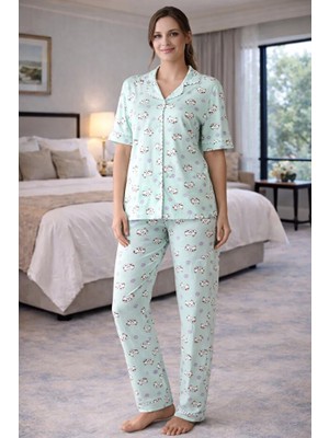 Pijapia Kısa Kol Önden Düğmeli Kadın Pijama Takım 2926