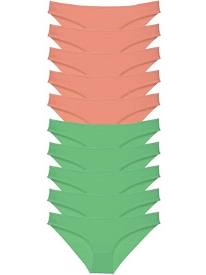 MidasTech 10 Adet Eko Set Likralı Kadın Slip Külot Pudra Yeşil Nemere