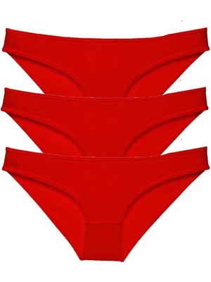 MidasTech 3 Adet Süper Eko Set Likralı Kadın Slip Külot Kırmızı Nemere