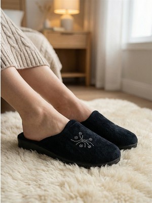 KAFKASLAR AYAKKABI Taş Detaylı Dolgu Tabanlı Ev Misafir Kapalı Kadın Terliği