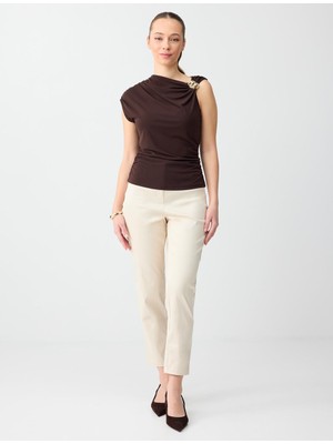 Jimmy Key Taş Yüksek Bel Normal Paça Dokuma Gabardin Pantolon