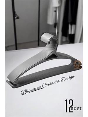 Tasarım Askı Seti 12 Adet Elbise Askısı M.crisanta Gri