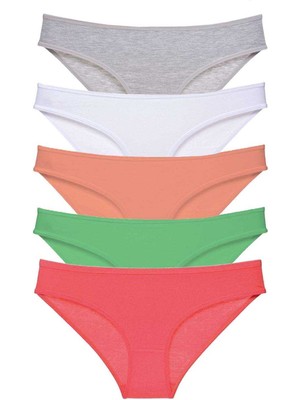 MidasTech 5 Adet Süper Eko Set Likralı Kadın Slip Külot Gri Beyaz Pudra Yeşil Fuşya Nemere