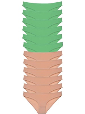 MidasTech 12 Adet Süper Eko Set Likralı Kadın Slip Külot Yeşil Ten Nemere