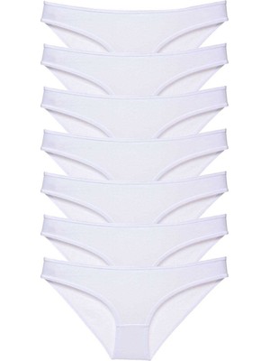 MidasTech 7 Adet Süper Eko Set Likralı Kadın Slip Külot Beyaz Nemere