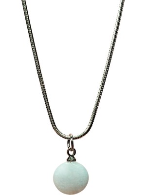 MidasTech Kalsedon Doğal Taşı Zincirli El Yapımı Kolye Uç: 1,5 cm Zincir: 20 cm Kutulu Nemere