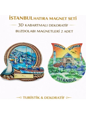 Istanbul Hatıra Magnet Seti – 3D Kabartmalı Dekoratif Buzdolabı Magnetleri 2 Adet