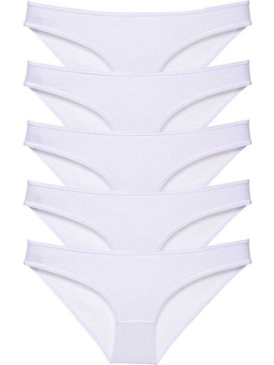 MidasTech 5 Adet Süper Eko Set Likralı Kadın Slip Külot Beyaz Nemere