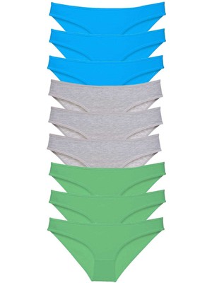 MidasTech 9 Adet Süper Eko Set Likralı Kadın Slip Külot Yeşil Gri Mavi Nemere