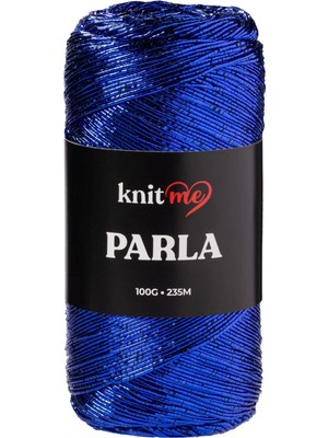 Knitme Parla Saks Mavisi Simli Çanta ve Aksesuar Örgü Ipliği