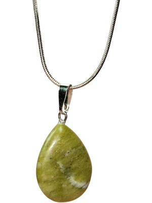 MidasTech Akuamarin Doğal Taşı Zincirli El Yapımı Kolye Uç: 3 cm Zincir: 20 cm Kutulu Nemere