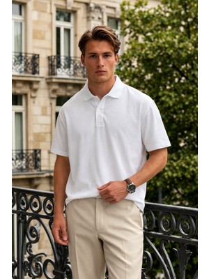 Damga Erkek Elite Comfort Beyaz Polo Yaka Tişört