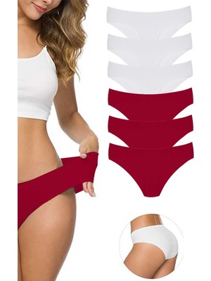 MidasTech 6 Adet Kadın Dikişsiz Lazer Kesim Esnek Iz Yapmayan Külot S6 Nemere