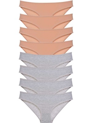 MidasTech 8 Adet Süper Eko Set Likralı Kadın Slip Külot Ten Gri Nemere