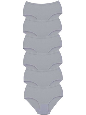 MidasTech 6 Adet Tutku Kadın Yüksek Bel Bato Kalın Lastik Külot Gri Nemere