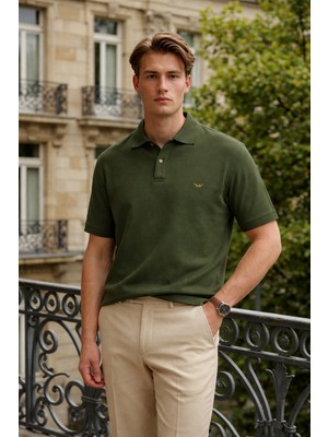 Damga Erkek Elite Comfort Haki Polo Yaka Tişört