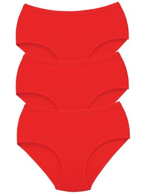 MidasTech 3 Adet Tutku Kadın Yüksek Bel Bato Kalın Lastik Külot Kırmızı Nemere