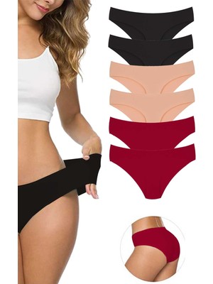 MidasTech 6 Adet Kadın Dikişsiz Lazer Kesim Esnek Iz Yapmayan Külot S9 Nemere