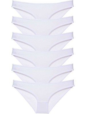 MidasTech 6 Adet Süper Eko Set Likralı Kadın Slip Külot Beyaz Nemere