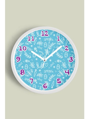 JHAAR Tavşan ve Havuç Desenli Çocuk Odası Duvar Saati - 25CM - Önü Camlı Beyaz Kasa