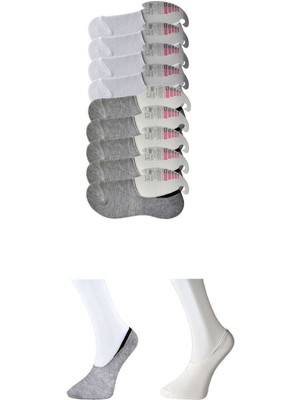MidasTech Gri ve Beyaz Kadın Babet Çorap 9 Çift Nemere