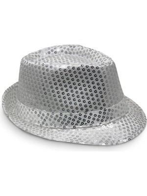 Esranın Dünyası Disko Star Gümüş Payetli Fötr Şapka Yetişkin Boy