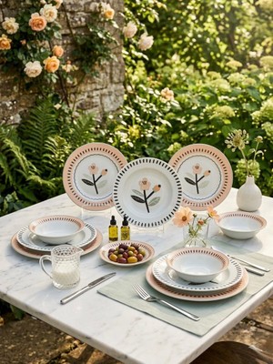 Kütahya Porselen Yasemin 24 Parça Yemek Takımı Pembe