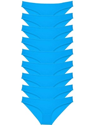 MidasTech 9 Adet Süper Eko Set Likralı Kadın Slip Külot Mavi Nemere