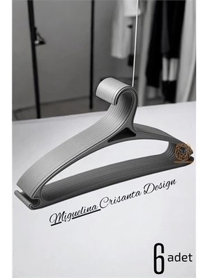 Tasarım Askı Seti 6 Adet Elbise Askısı M.crisanta Gri