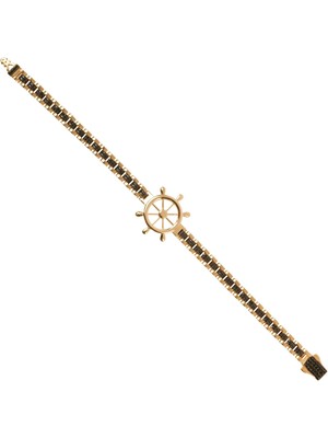 Berk Mücevherat 14 Ayar Altın Dümen Figürlü Erkek Bileklik