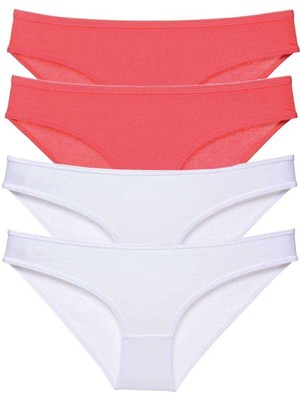 MidasTech 4 Adet Eko Set Likralı Kadın Slip Külot Fuşya Beyaz Nemere