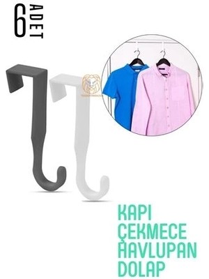 Pratik Askı Dolap Çekmece Havlupan Kapı Askısı 6 Adet