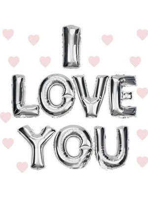 Fırsatkolik I Love You Folyo Balon Gümüş Renk 35 cm