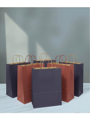 Aybaş Kağıtçılık 1.kalite 25X31 cm (5 Adet)Bordo(5 Adet)Lacivert Renkli Kraft Kağıt Çanta,hediye Paketi,hediye Poşeti