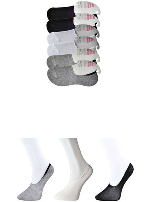 MidasTech Siyah Gri ve Beyaz Kadın Babet Çorap 6 Çift Nemere