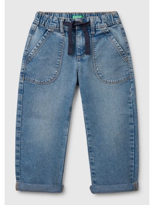 Benetton Açık Mavi Erkek Bebek Bağcıklı Denim Pantolon