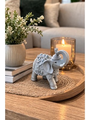 Dekoratif Fil Biblo – Otantik Fil Heykeli Vitrin Süsü | Masa Üstü Dekor, Salon Dekorasyonu, Fil Figürü