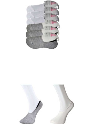 MidasTech Gri ve Beyaz Kadın Babet Çorap 6 Çift Nemere