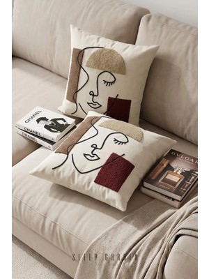 Sleep Garden Kadın Yüzü Kahverengi Puch Kırlent 45X45 2 Adet