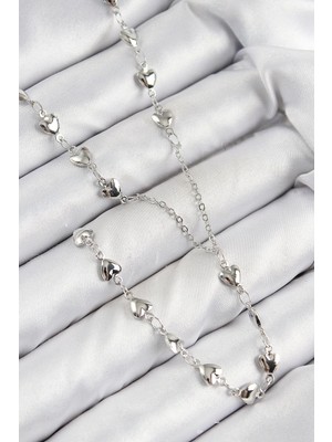 Pirinç Zirkon Taşlı Kalp Model Gümüş Renk Y Kolye