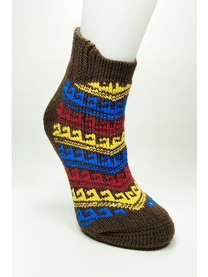 MidasTech Kalın Kışlık Kadın Soket Çorap Yünlü Havlu Ev Giyim Patik  Desen 1 Kahve Nemere