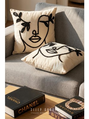 Sleep Garden Kadın Yüzü Siyah Punch Kırlent 45X45 2 Adet