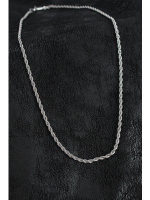 316L Çelik Burgu Zincir Model Gümüş Renk Erkek Kolye