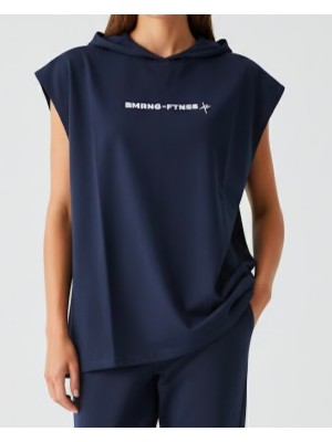 Bumerangspor Kadın %100 Pamuk Oversize Kapüşonlu Kolsuz Tişört