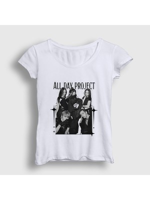 Presmono Kadın Beyaz Band K-Pop Allday Project T-Shirt