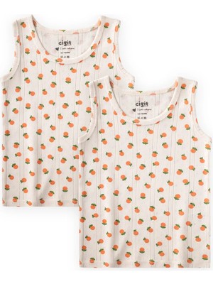 Cigit Ikili Geniş Askılı Atlet 2-11 Yaş Portakal Desen