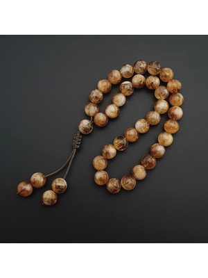 Seven Art Jewelry Orijinal Doğal Taş 8mm Sitrin Taşı 33'lü Tesbih, Erkek Hediye, El Yapımı Tesbih