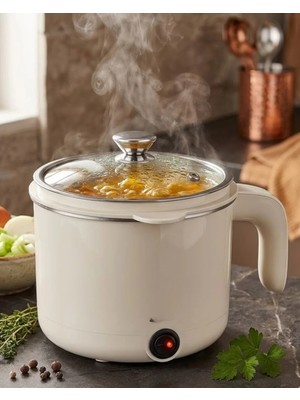 TeknoKapsül Çok Amaçlı Elektrikli Pişirici 1 Litre Mini Elektrikli Tencere Buharda Pişirme Özellikli