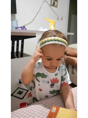 Kahvemavii Sarı Lale Örgü Bebek Saç Bandı