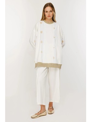 Ghisa Kadın Yıldız Işlemeli Ekru Takım 25YGSTKM4918